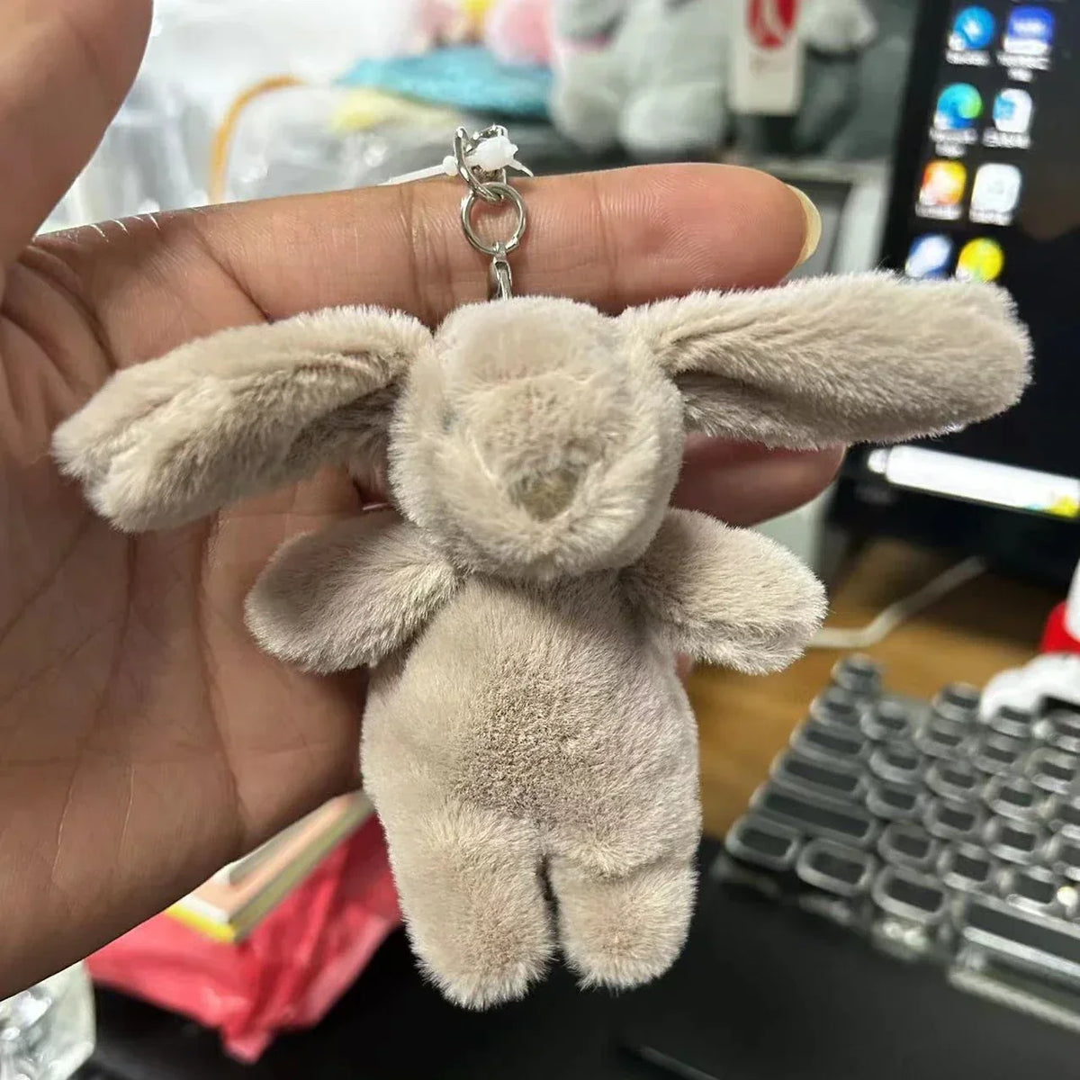 Thermabuild | Plush Rabbit Bag Charm & Keychain – Soft Beige