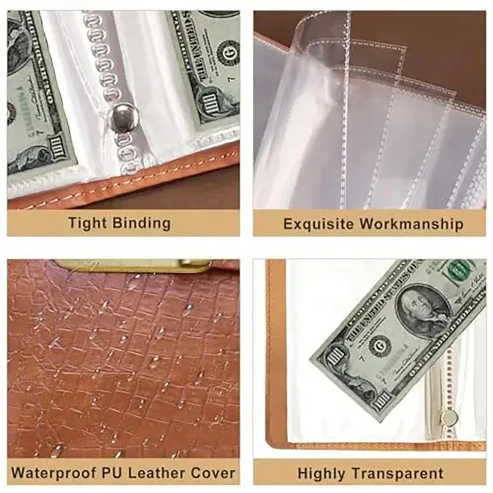 Thermabuild | 100 Envelope Savings Challenge Binder with Cash Envelopes and Combination Lock – PU Leather