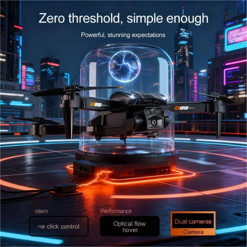 Thermabuild | Foldable GPS Drone with 8K Aerial HD Dual Camera - Professional Optical Flow Hovering Quadcopter for Photography with Gesture Control