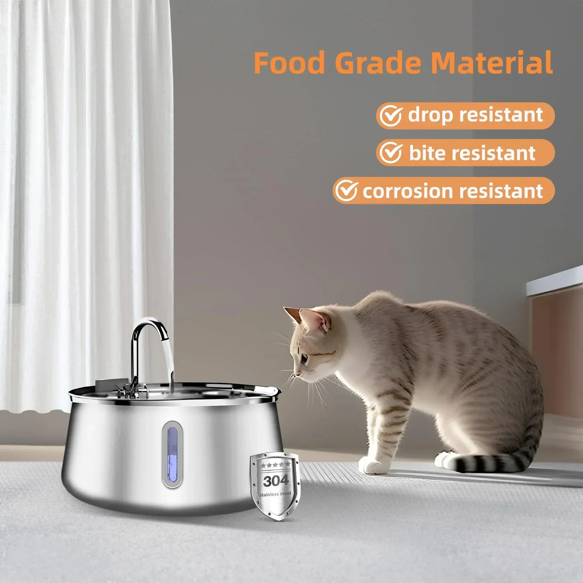Thermabuild | Stainless Steel Cat Water Fountain 4L – Automatic Pet Water Dispenser with Multi-Layer Filtration