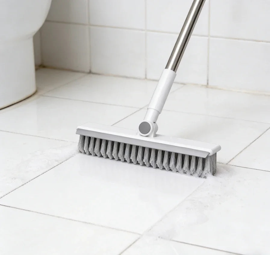 Thermabuild | Long-Handle Bathroom Floor Brush for Tile, Grout Gaps, Walls and Toilet Cleaning