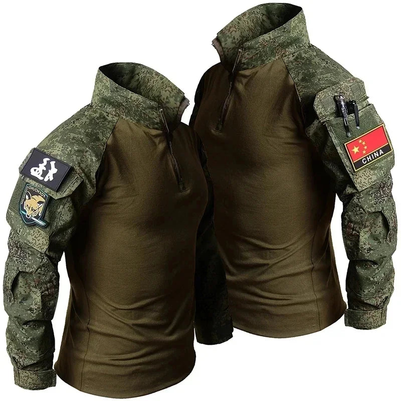 Thermabuild | Men's Military Tactical Uniform Set - Hooded Soft Shell Hunting Jacket with Breathable Long Sleeve Shirt and Multi-Pocket Cargo Pants - Unisex
