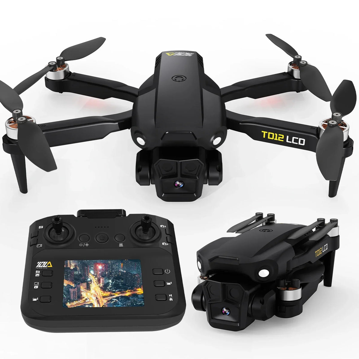 Thermabuild | Brushless Motor Drone with LCD Screen Remote Control - Portable Optical Flow Positioning Quadcopter for Beginners - Lightweight Aerial Toy