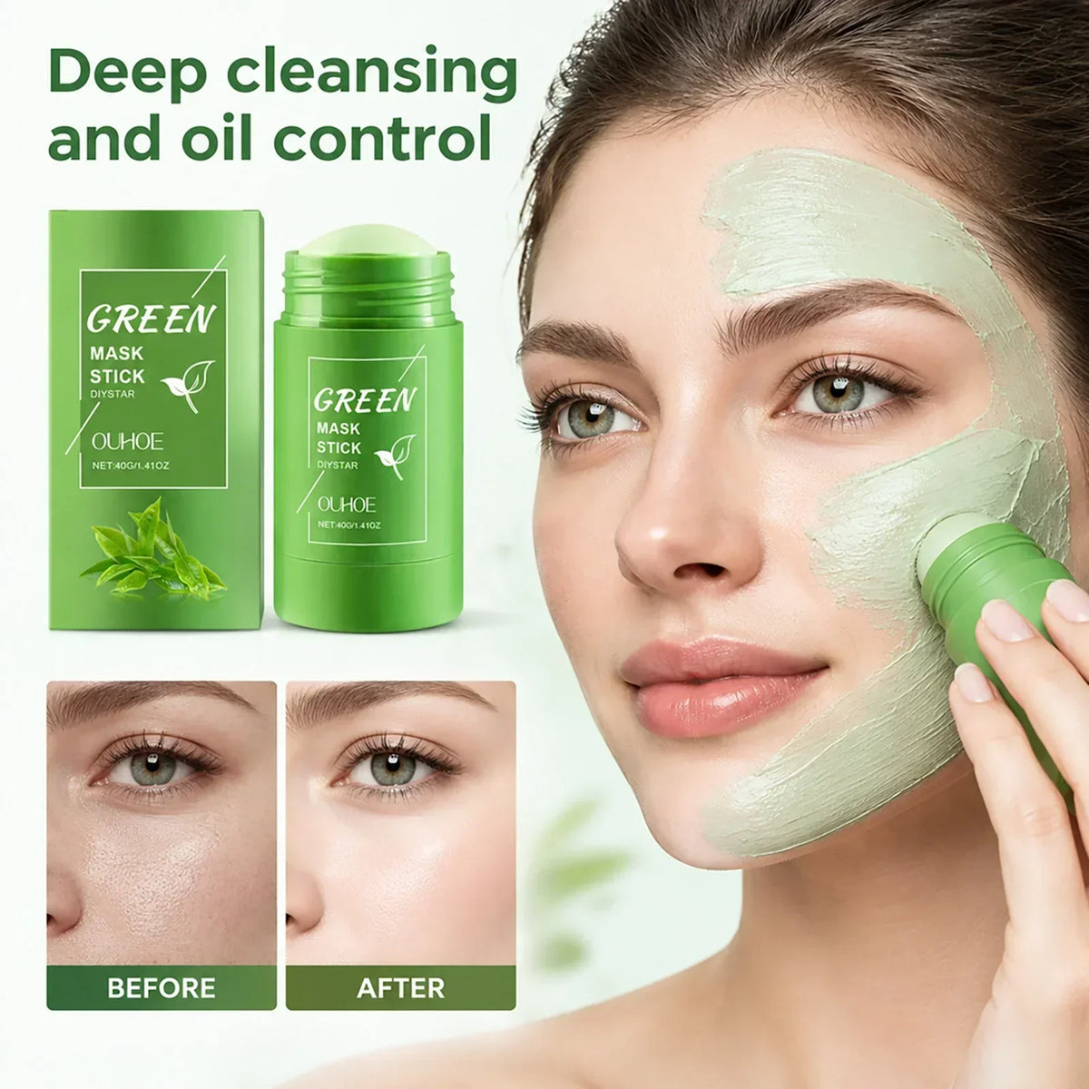 Thermabuild | Clay Mask Stick for Deep Pore Cleansing – Kaolin Face Mask with Roller Ball Applicator