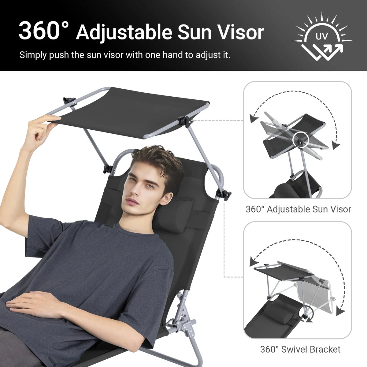 Thermabuild | Outdoor Garden Swing Lounger with Metal Frame and Side Storage Bag - Ergonomic Relaxing Rocking Chair for Courtyard, Beach, and Balcony