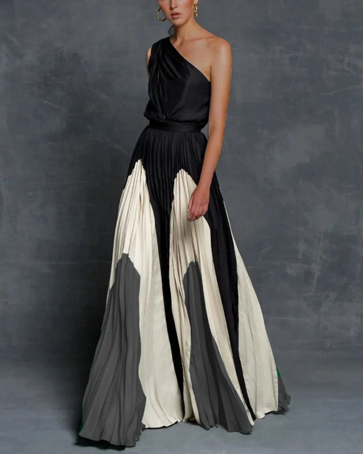 Thermabuild | One-Shoulder Pleated Wedding Guest Maxi Dress