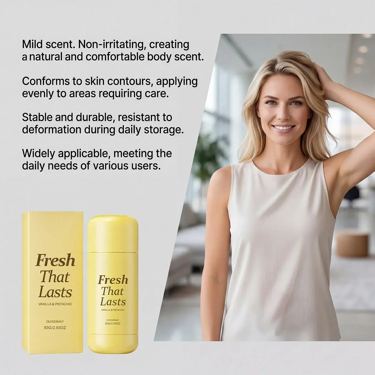 Thermabuild | Deodorant Vanilla & Pistachio Fresh That Lasts | 24 Hour Odor Control, No Aluminum, Baking Soda, Parabens, Phthalates, Ethanol | Brightening & Smoothing for Dark Underarms with Kojic Acid & Turmeric | Korean Skincare, K-Beauty