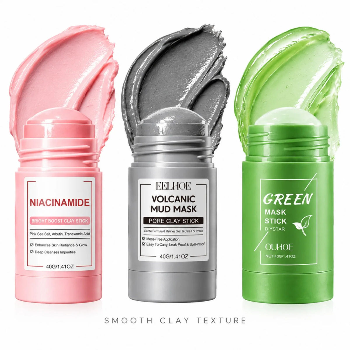 Thermabuild | Clay Mask Stick for Deep Pore Cleansing – Kaolin Face Mask with Roller Ball Applicator