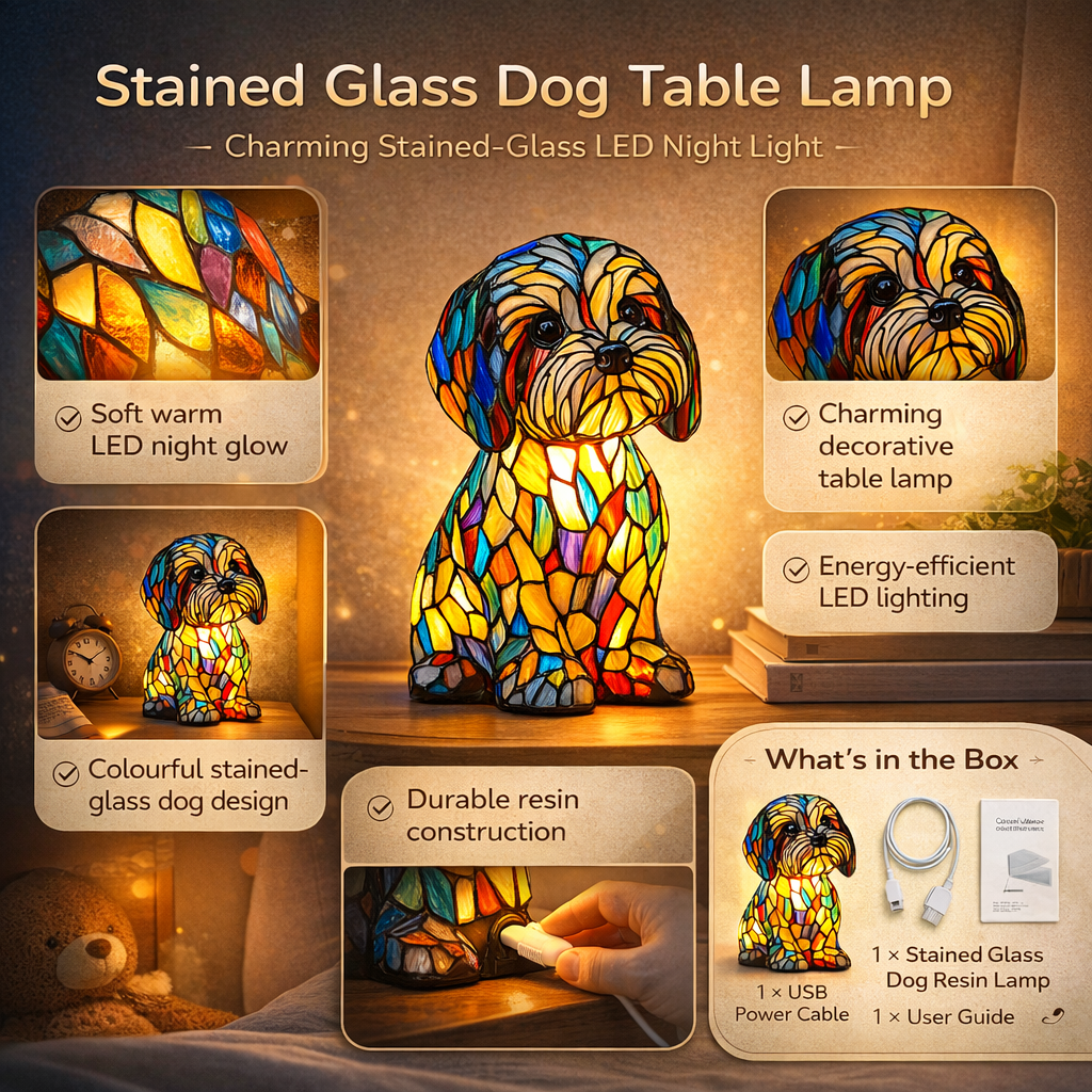 Thermabuild | Stained Glass Dog Lamp