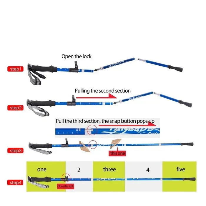 Thermabuild | Adjustable Trekking Poles - Foldable Telescopic Pole