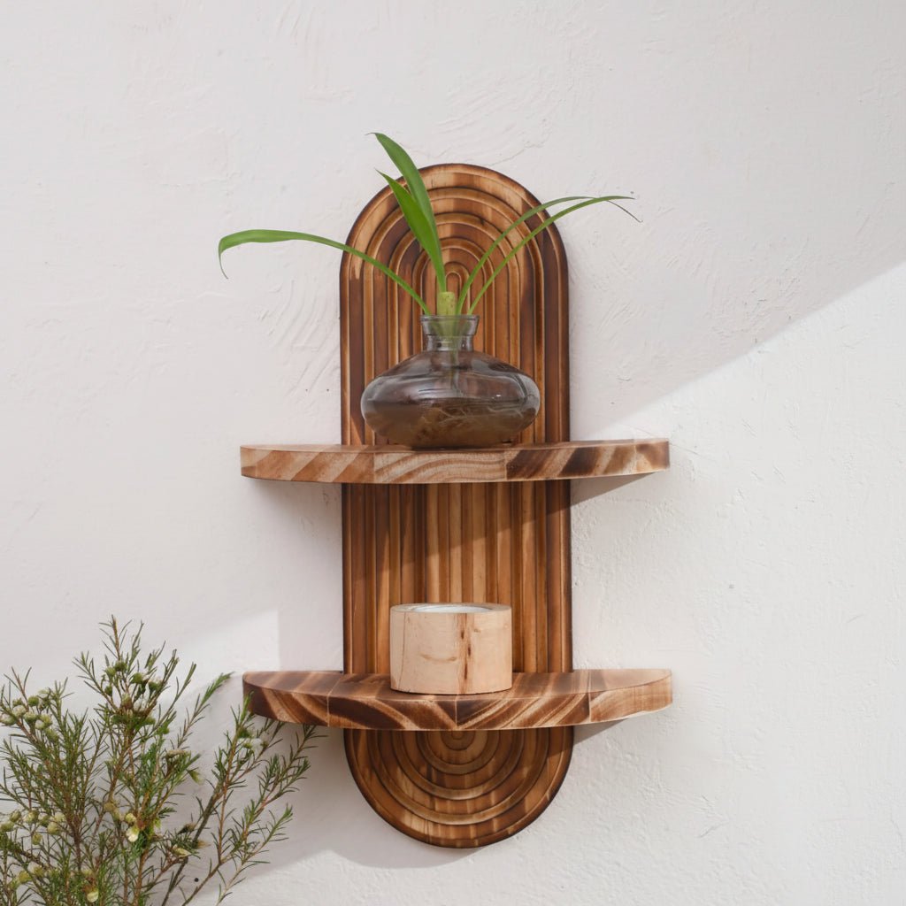 Thermabuild | Boho Geometric Wooden Floating Shelves for Stylish Wall Storage