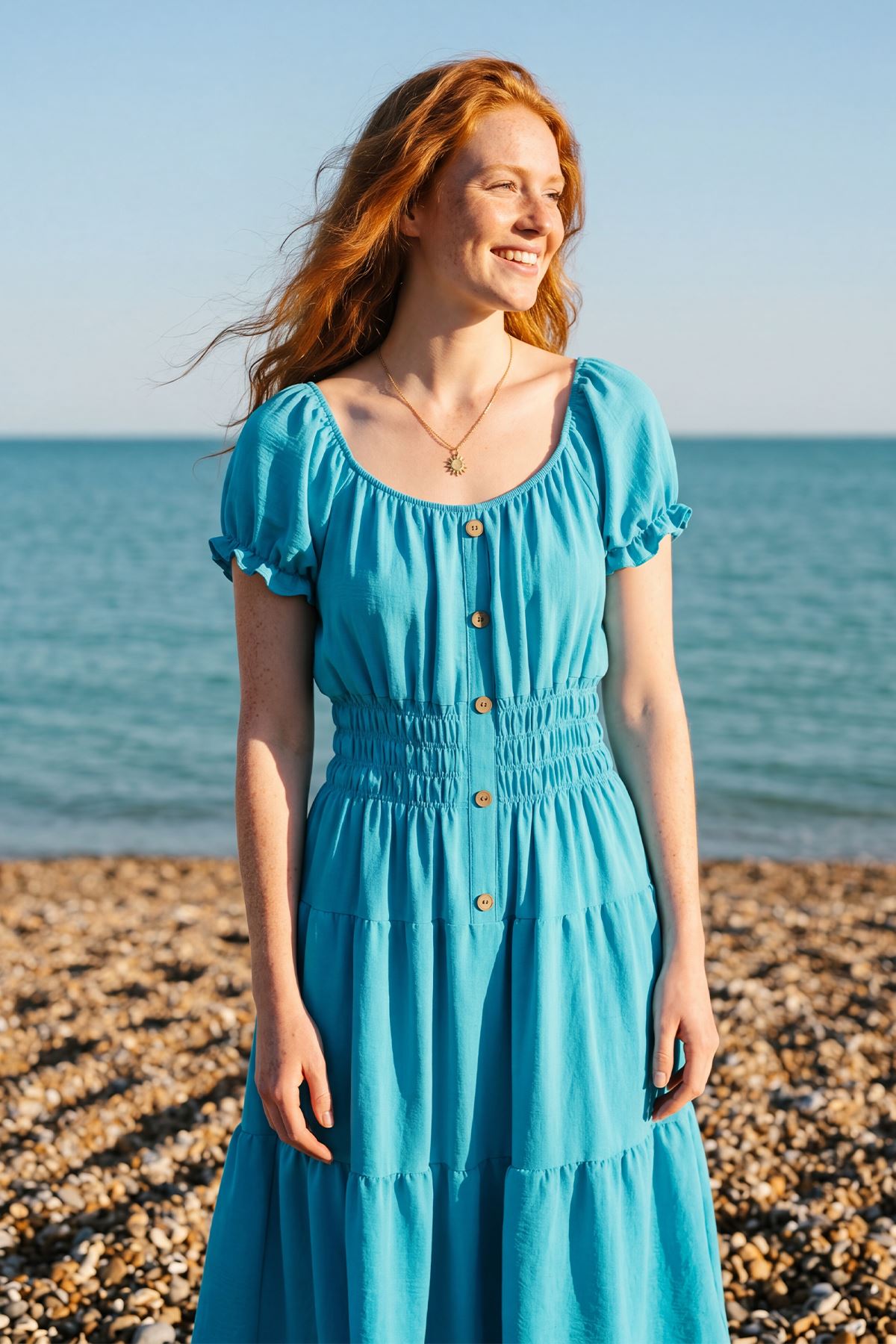 Thermabuild | Plain Shirred Waist Tiered Dress
