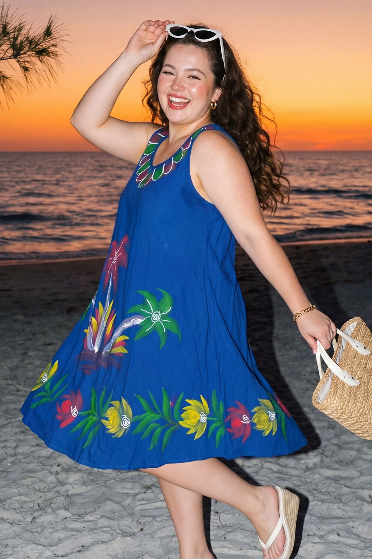Thermabuild | Tropical Plam Tree Print Swing Dress