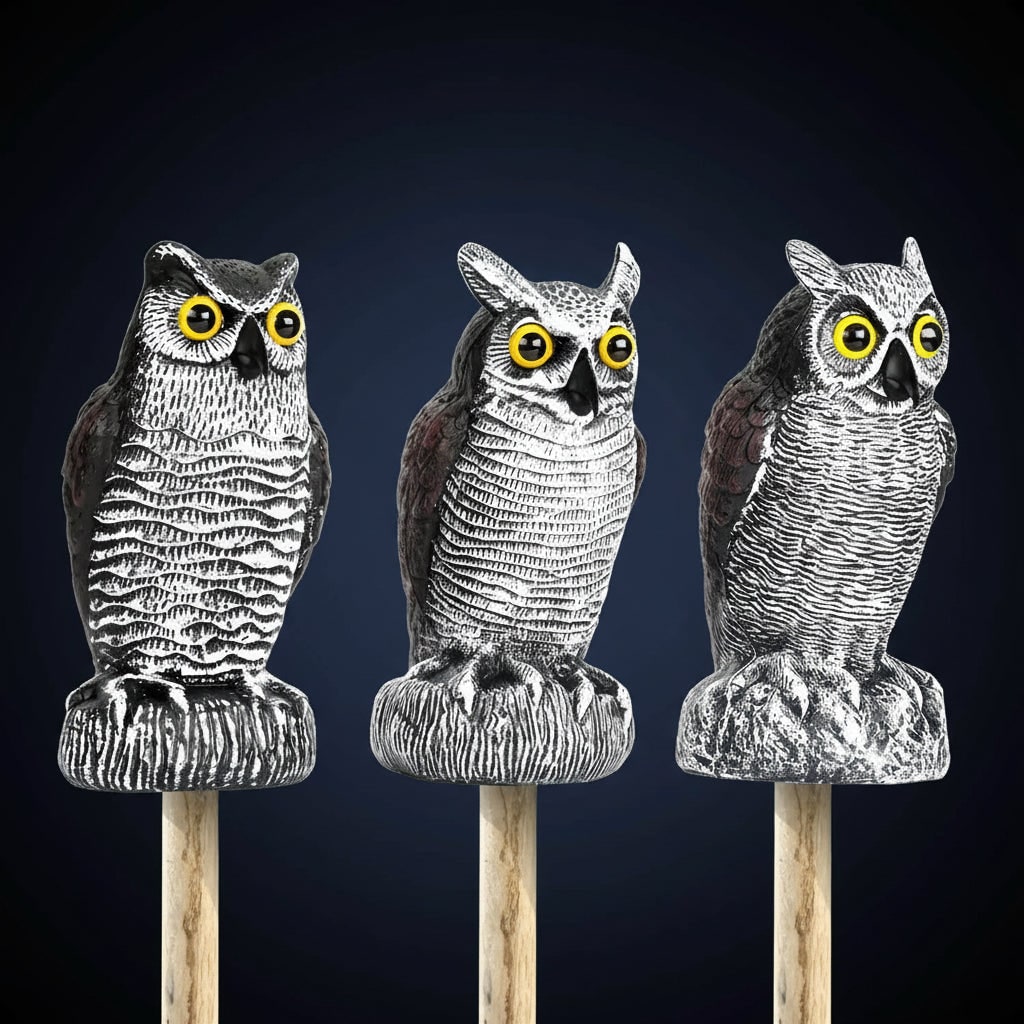Thermabuild | Halloween Owl Decoy Statue with Bird Deterrent Scarecrow Design Outdoor