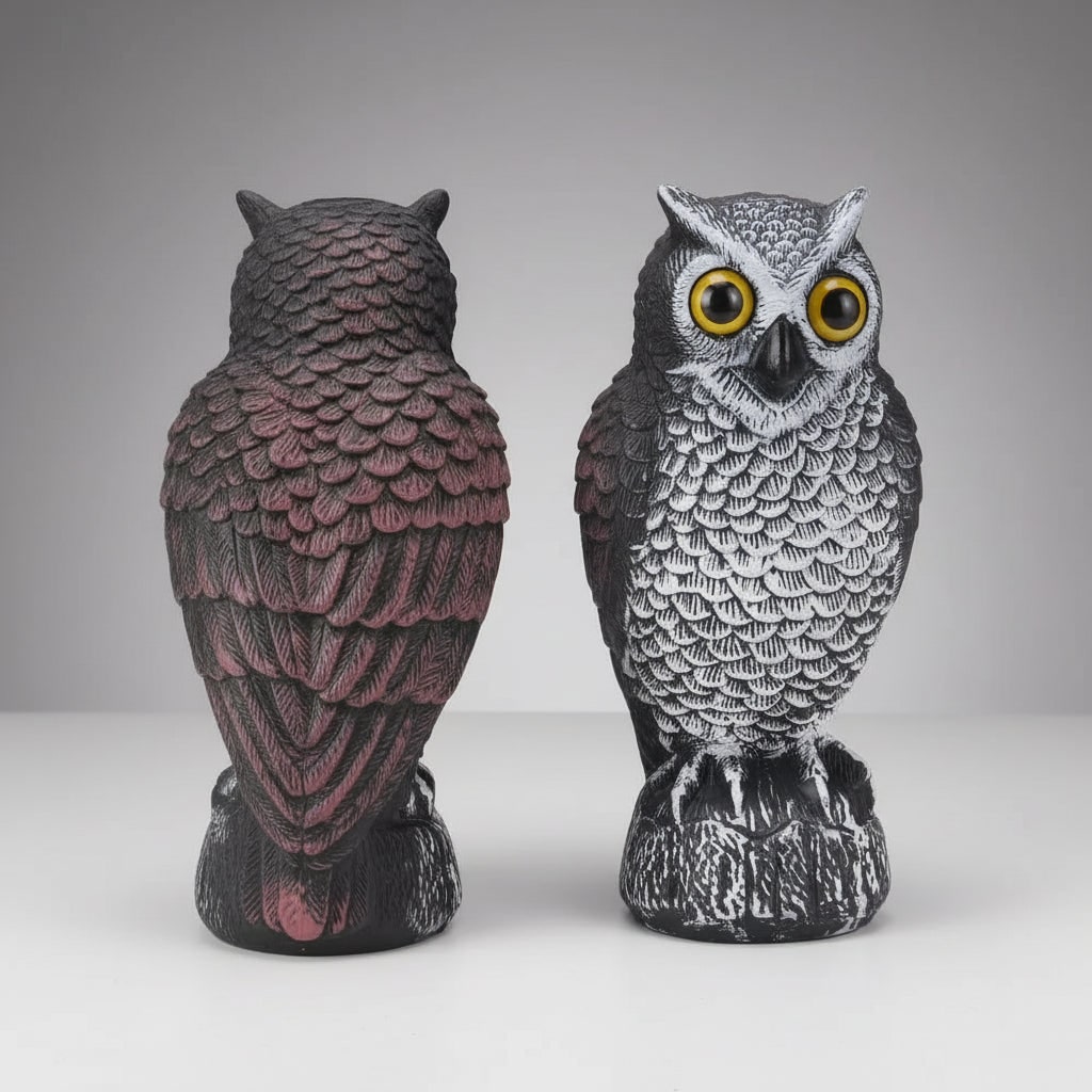 Thermabuild | Halloween Owl Decoy Statue with Bird Deterrent Scarecrow Design Outdoor