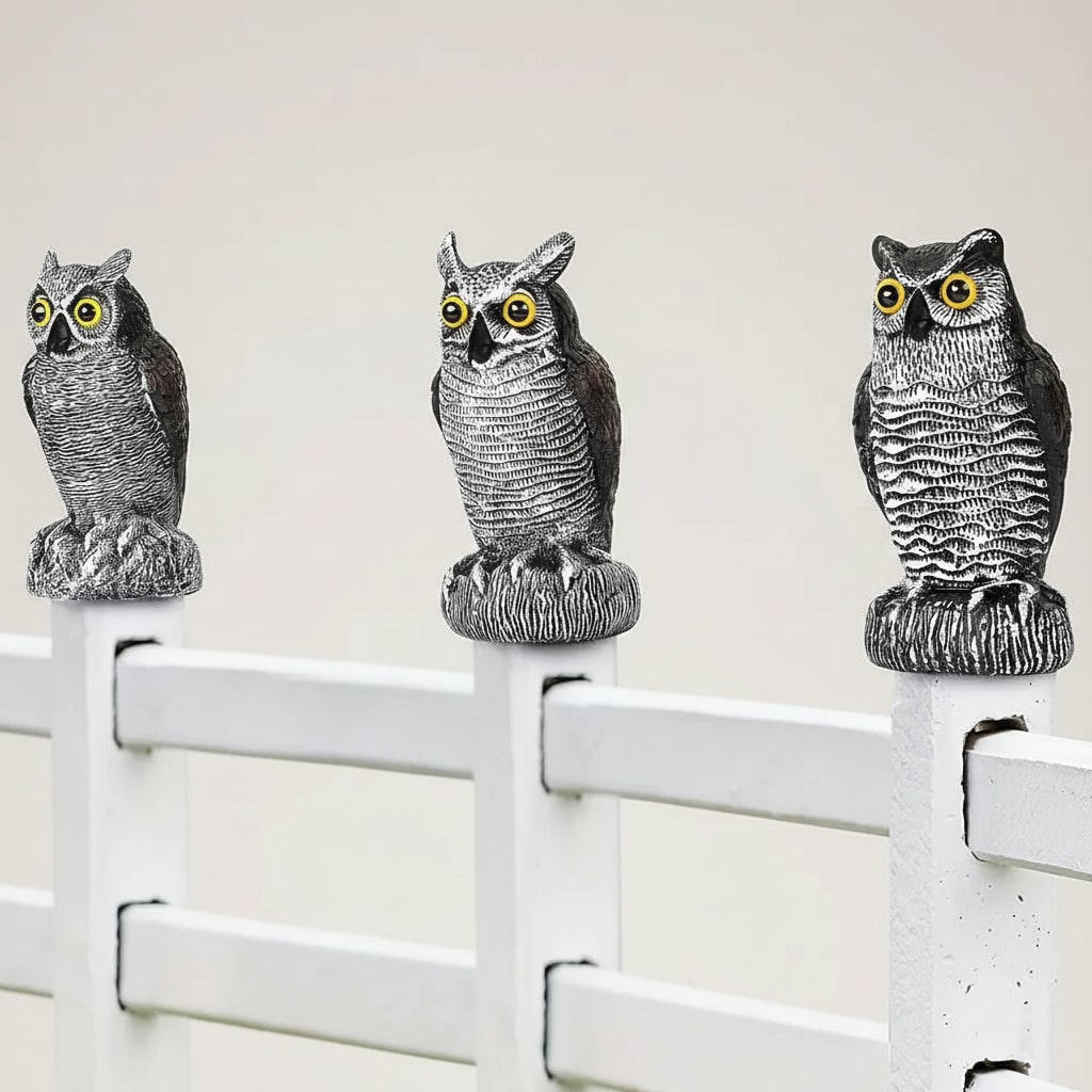Thermabuild | Halloween Owl Decoy Statue with Bird Deterrent Scarecrow Design Outdoor