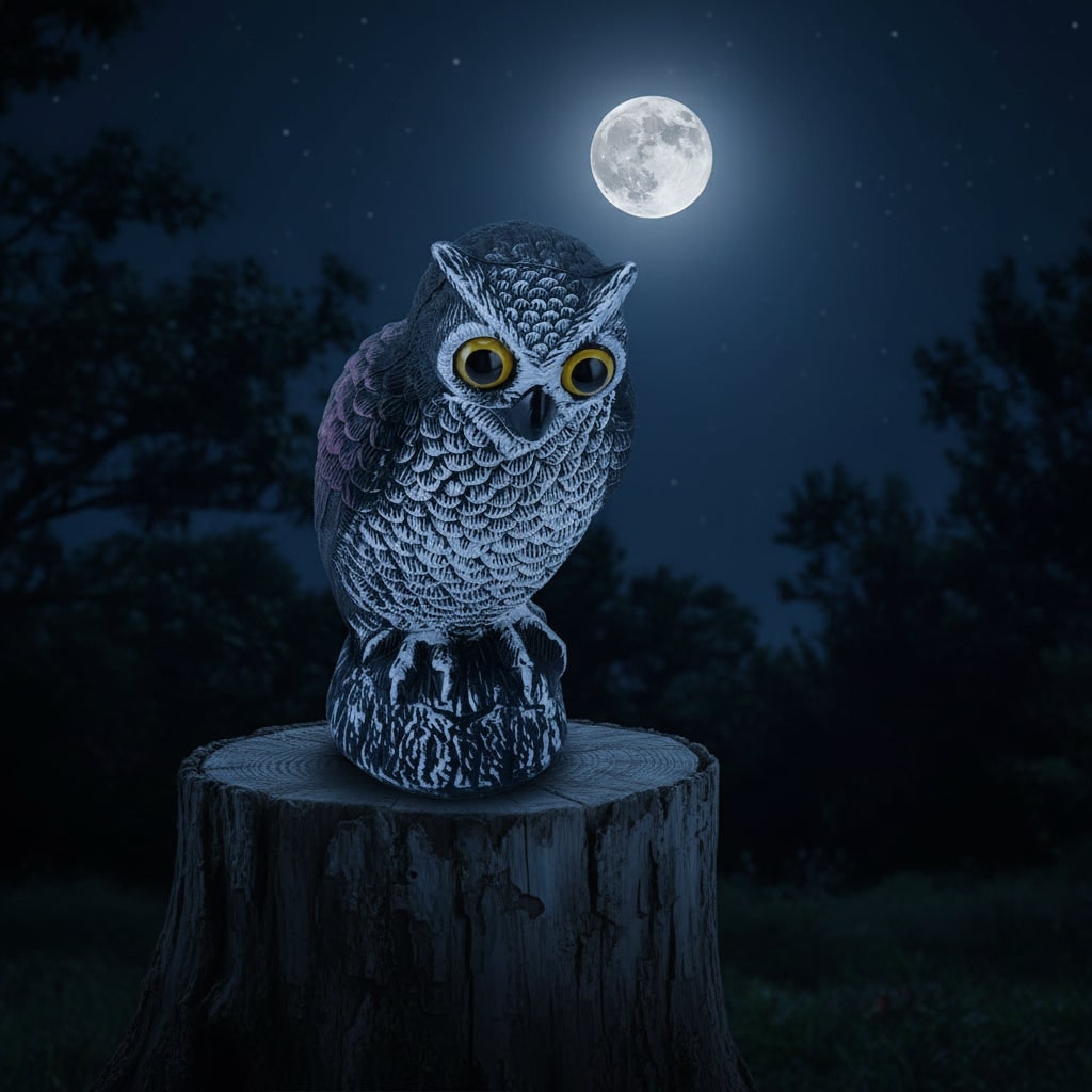 Thermabuild | Halloween Owl Decoy Statue with Bird Deterrent Scarecrow Design Outdoor