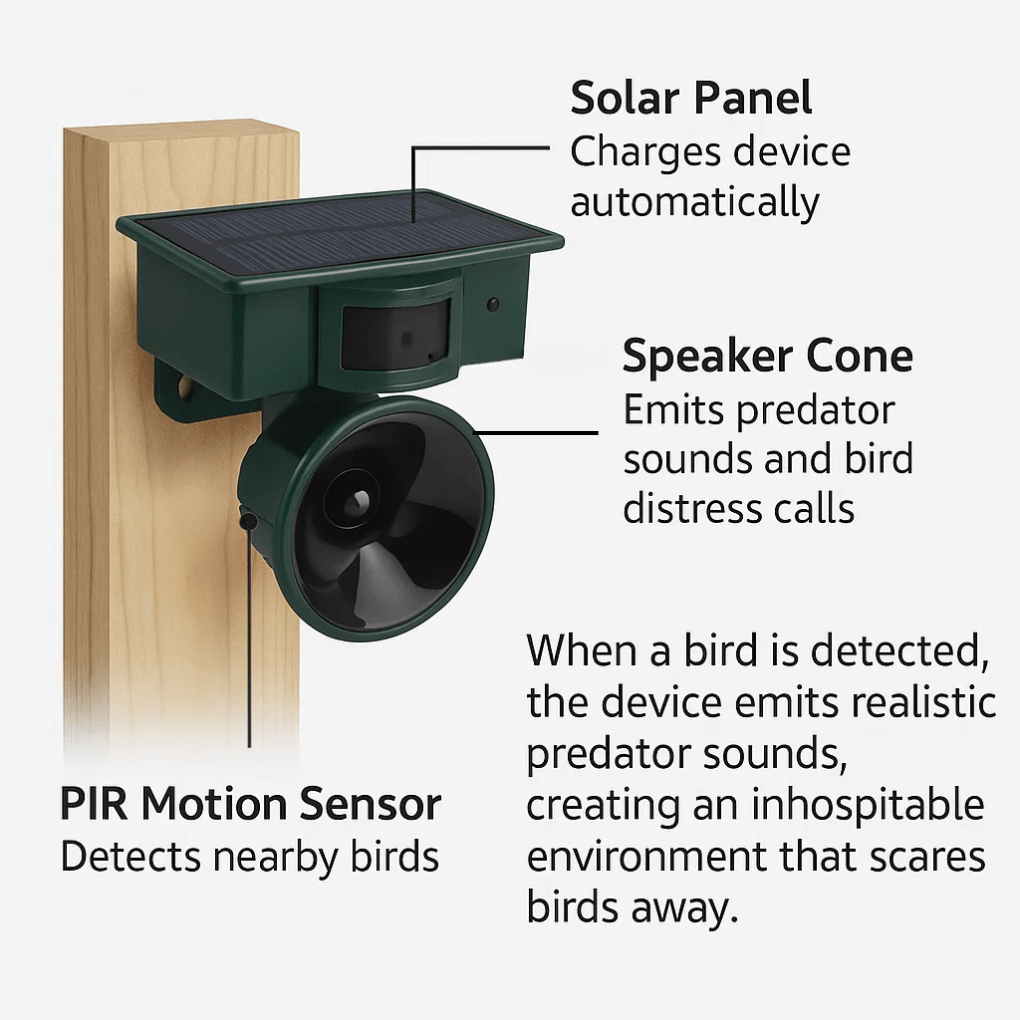 Thermabuild | Motion-Activated Bird Repeller for Quiet & Clean Outdoor Spaces