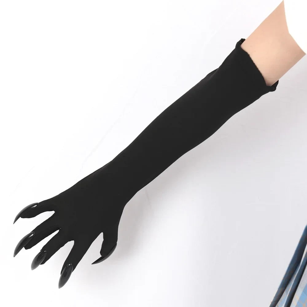 Thermabuild | Black Elbow Length Claw Gloves for Halloween Witch Costume