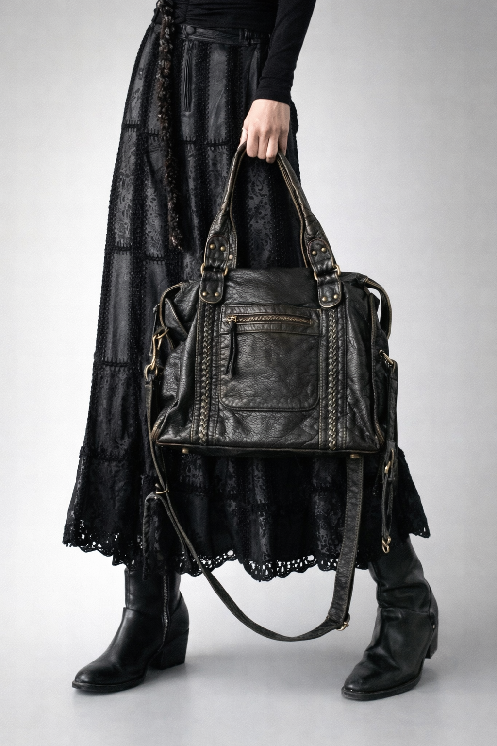 Thermabuild | black handbag for school with zipper pockets