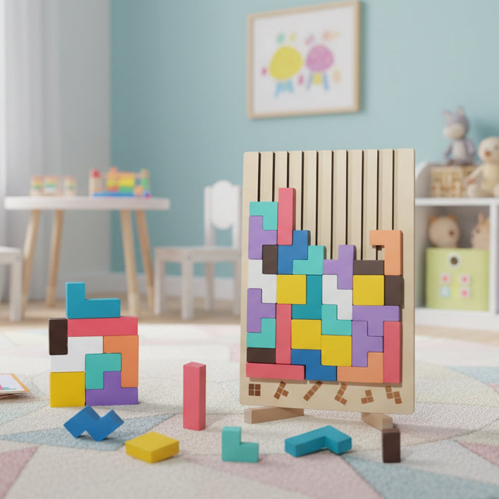 Thermabuild | Montessori Wood Tetris Stacking Toy for Learning and Play