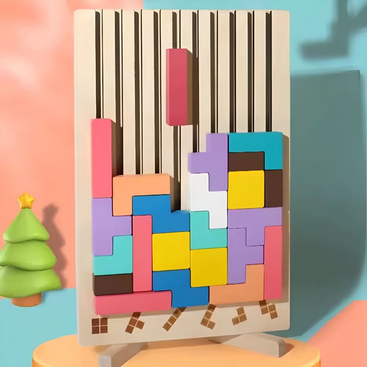 Thermabuild | Montessori Wood Tetris Stacking Toy for Learning and Play
