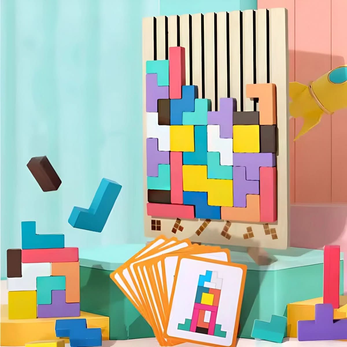 Thermabuild | Montessori Wood Tetris Stacking Toy for Learning and Play