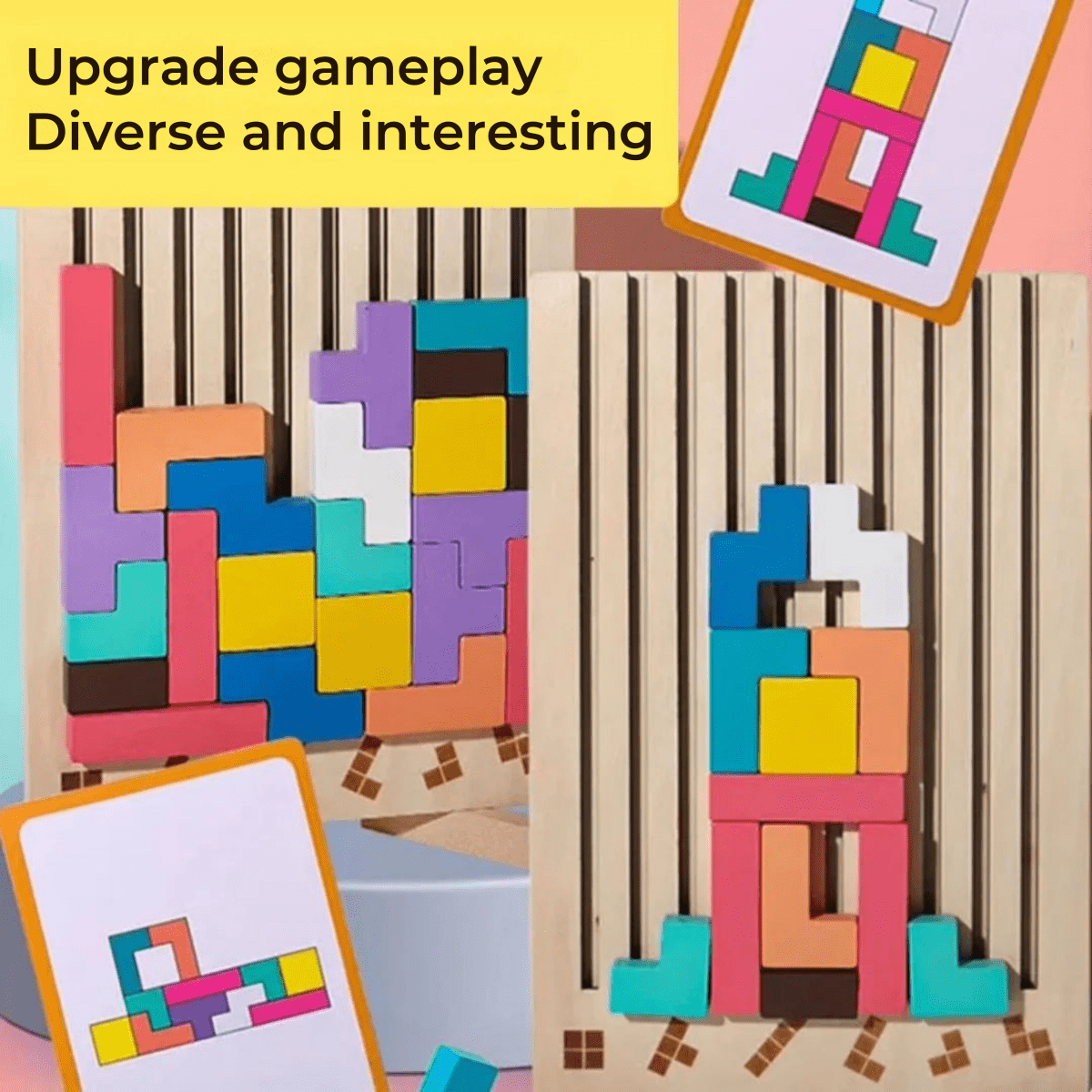 Thermabuild | Montessori Wood Tetris Stacking Toy for Learning and Play