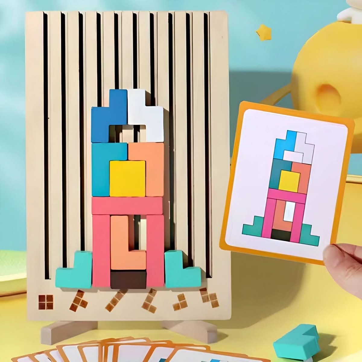 Thermabuild | Montessori Wood Tetris Stacking Toy for Learning and Play