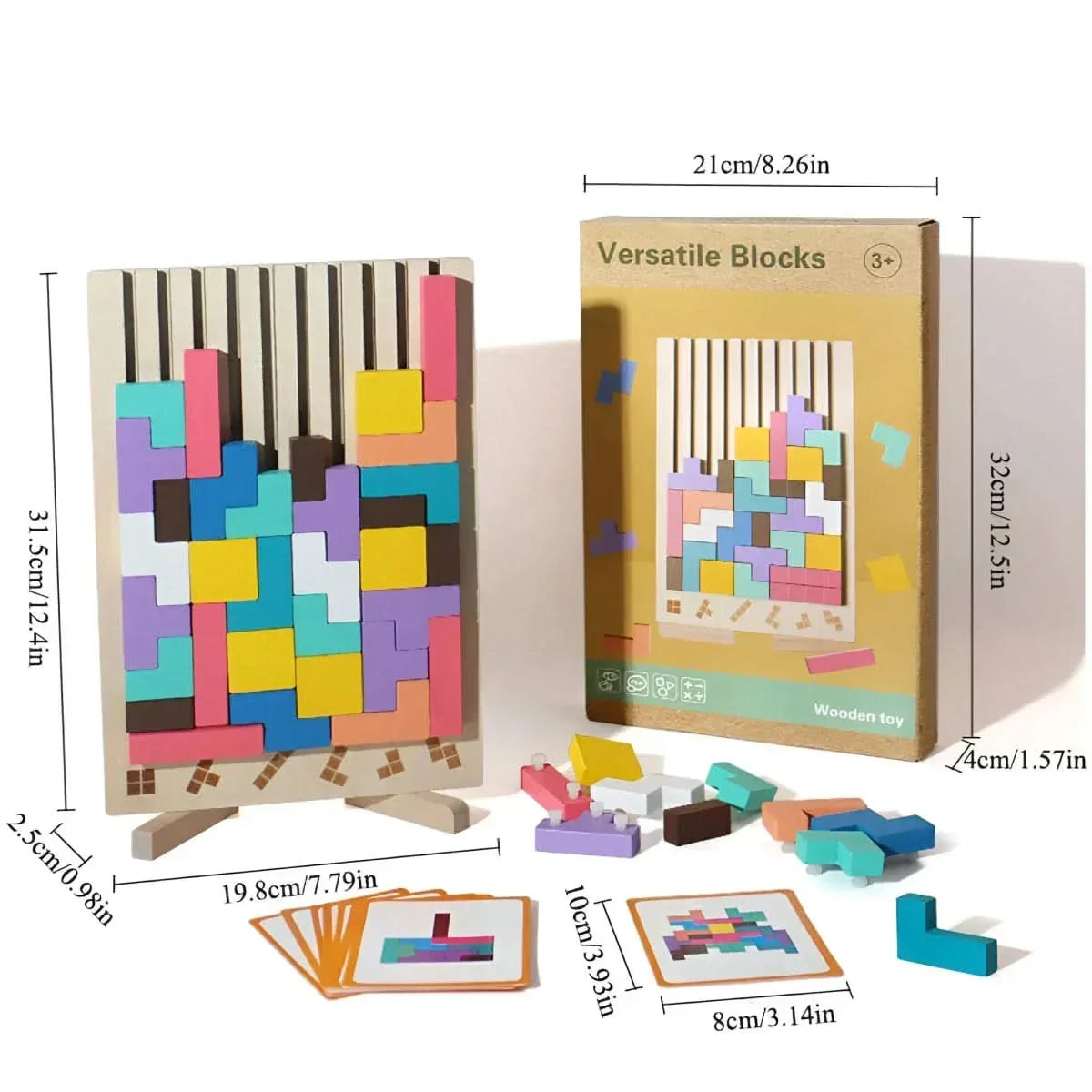 Thermabuild | Montessori Wood Tetris Stacking Toy for Learning and Play