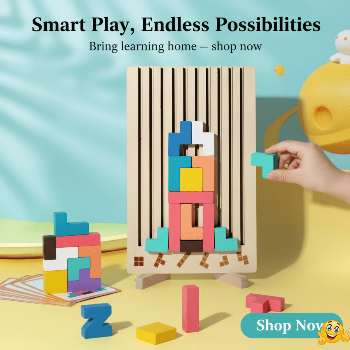 Thermabuild | Montessori Wood Tetris Stacking Toy for Learning and Play
