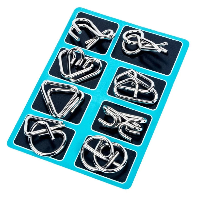 Thermabuild | 8 Piece Metal Puzzle Ring Set Brain Teaser Toys