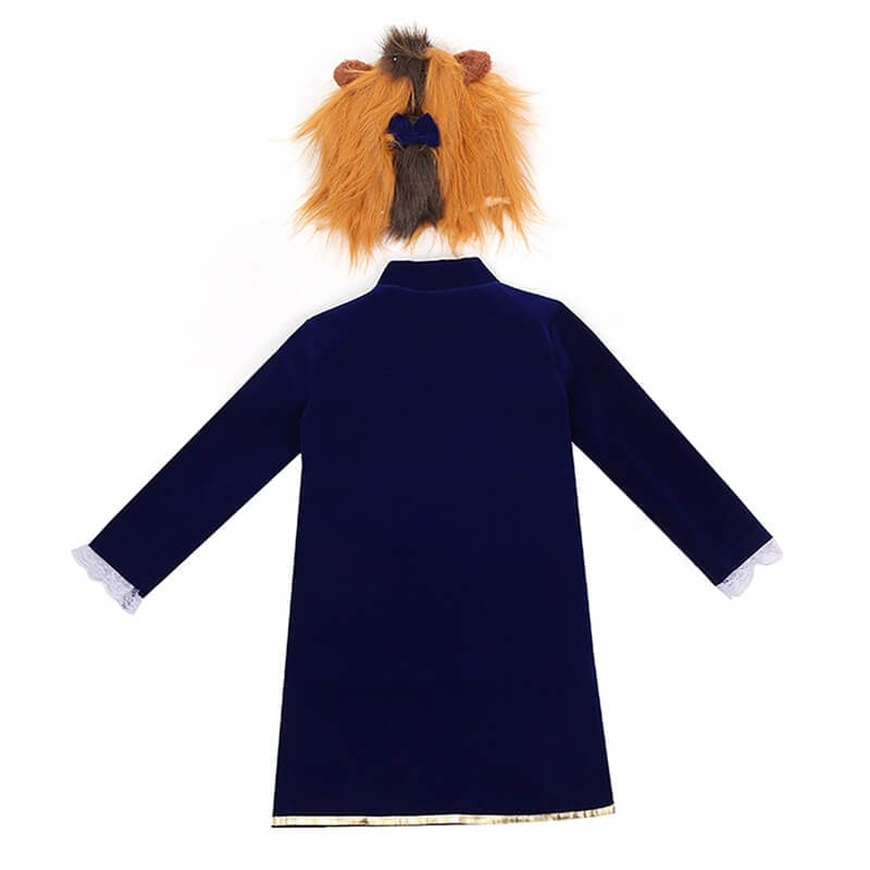 Thermabuild | Boys' Halloween Beauty and beast mutant Costume with Velvet Jacket and Faux Fur Hood