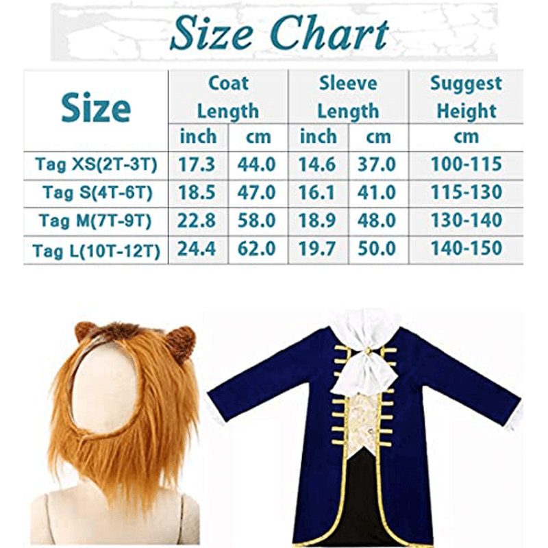 Thermabuild | Boys' Halloween Beauty and beast mutant Costume with Velvet Jacket and Faux Fur Hood