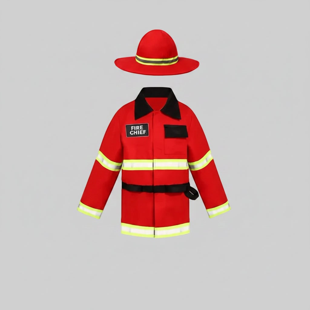 Thermabuild | Boys' Halloween Firefighter Costume and Outfit with Reflective Stripes Fire Chief Badge for Dress Up