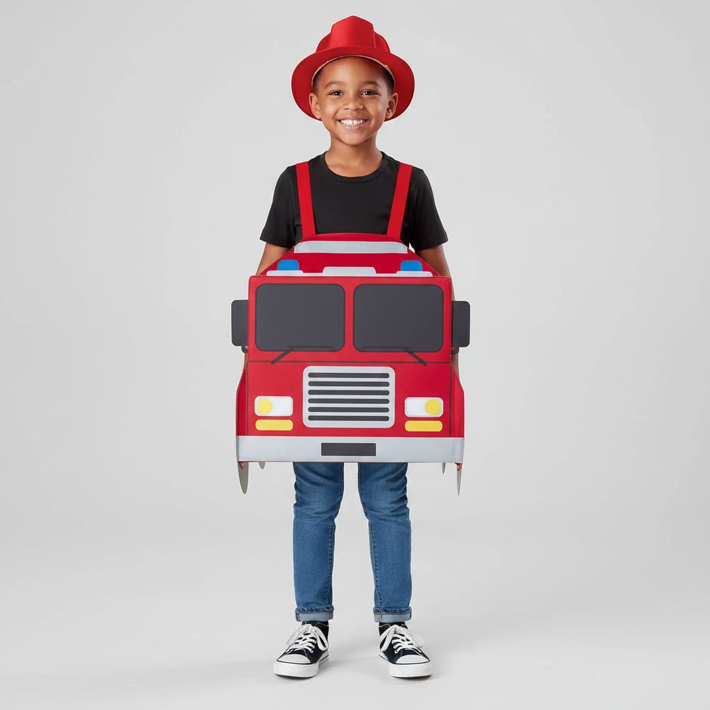Thermabuild | Boys' Halloween Firefighter Costume and Outfit with Reflective Stripes Fire Chief Badge for Dress Up