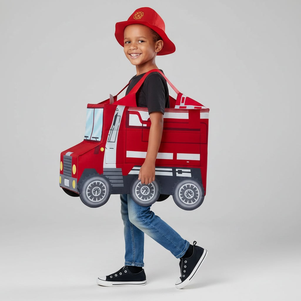 Thermabuild | Boys' Halloween Firefighter Costume and Outfit with Reflective Stripes Fire Chief Badge for Dress Up