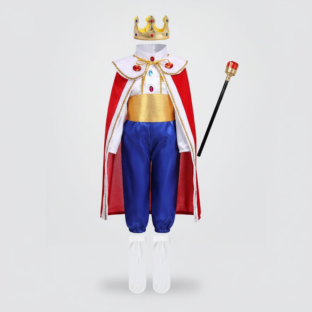 Thermabuild | Boys' Halloween Prince Costume with Crown and Scepter for Royal Dress Up Party