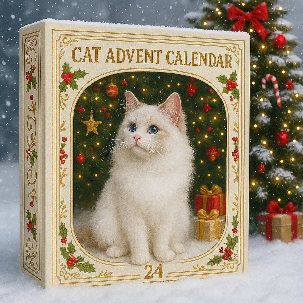 Thermabuild | Cat Advent Calendar with 24 Charm Ornaments