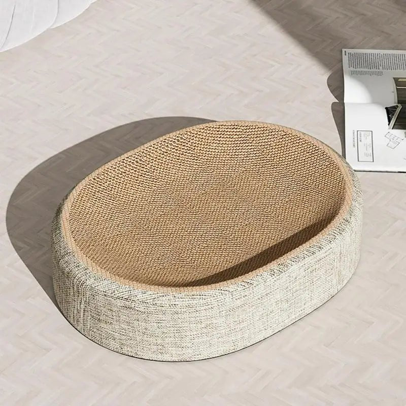 Thermabuild | Oval Sisal Cat Bed with Durable Scratch Surface and Soft Rest