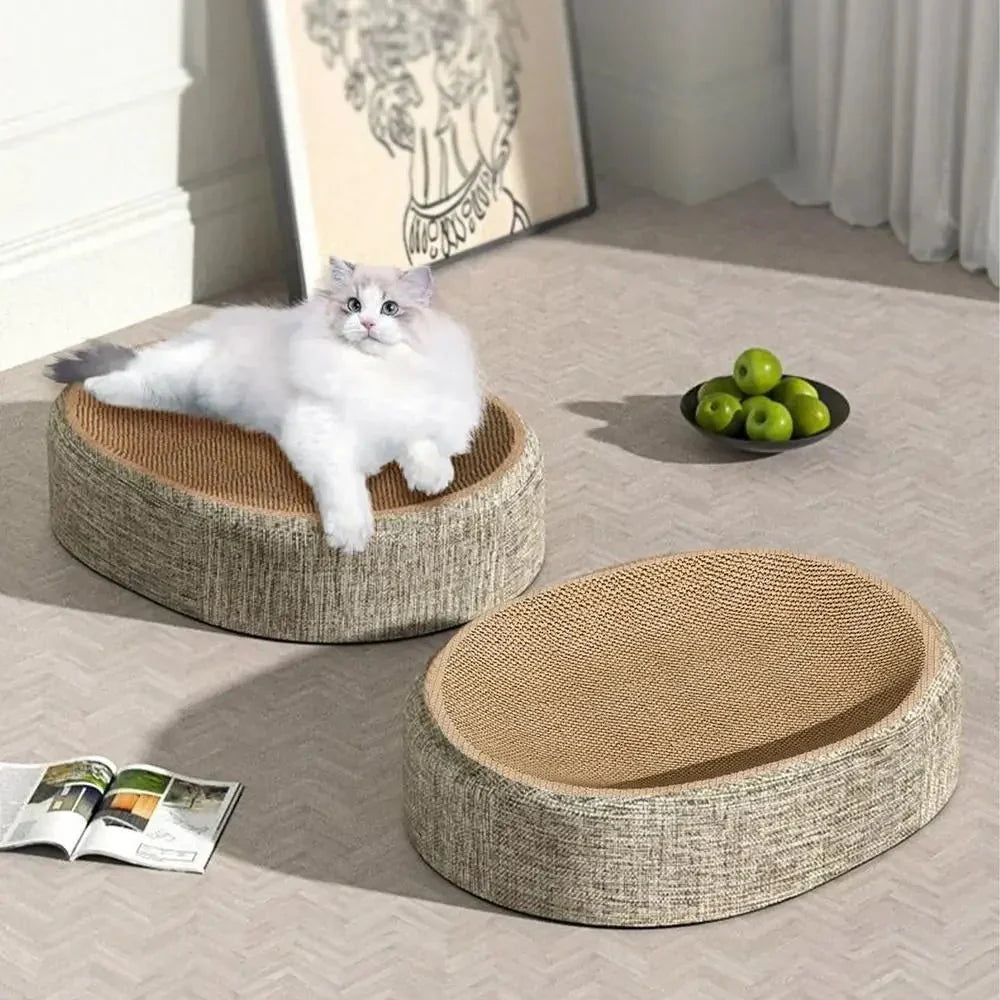 Thermabuild | Oval Sisal Cat Bed with Durable Scratch Surface and Soft Rest