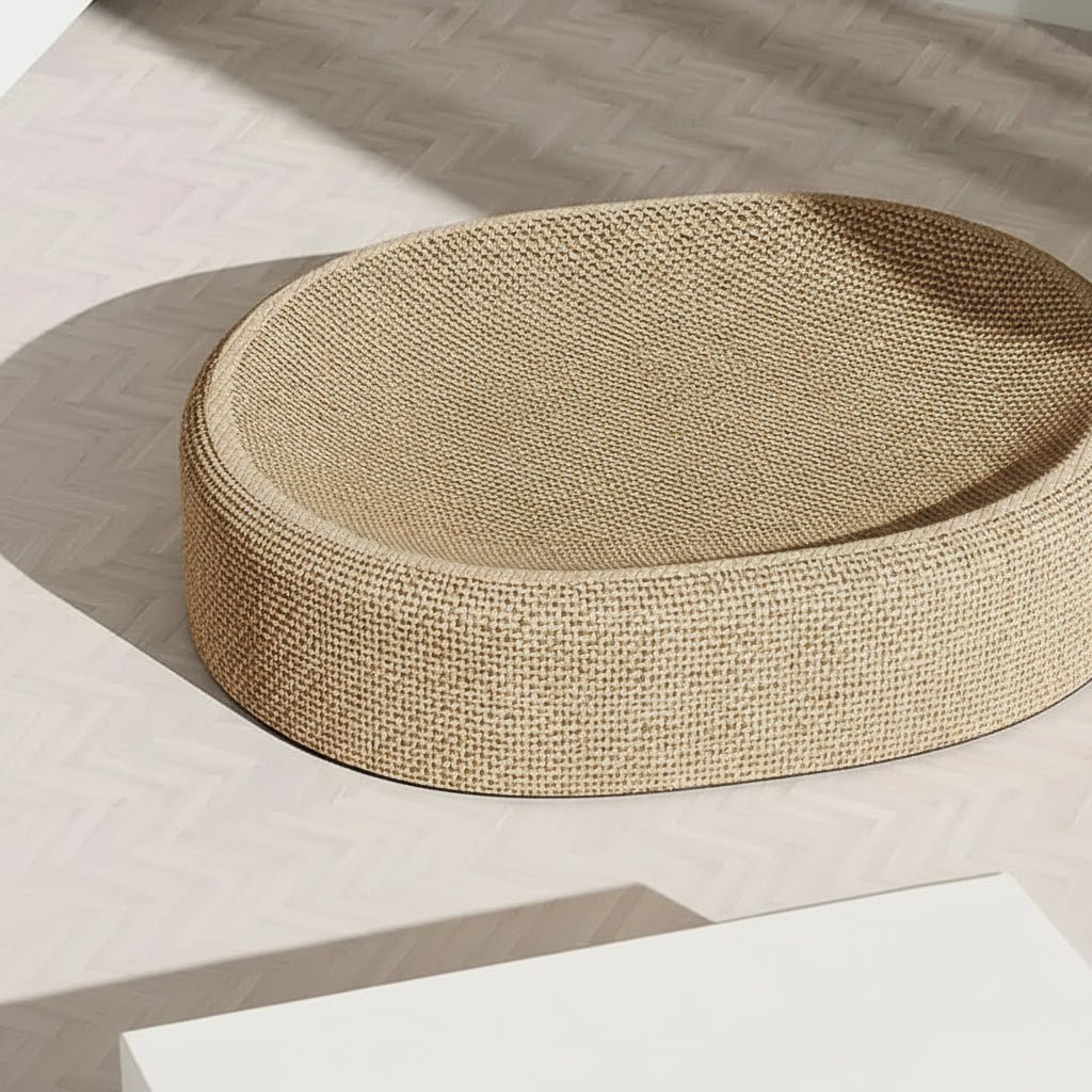 Thermabuild | Oval Sisal Cat Bed with Durable Scratch Surface and Soft Rest