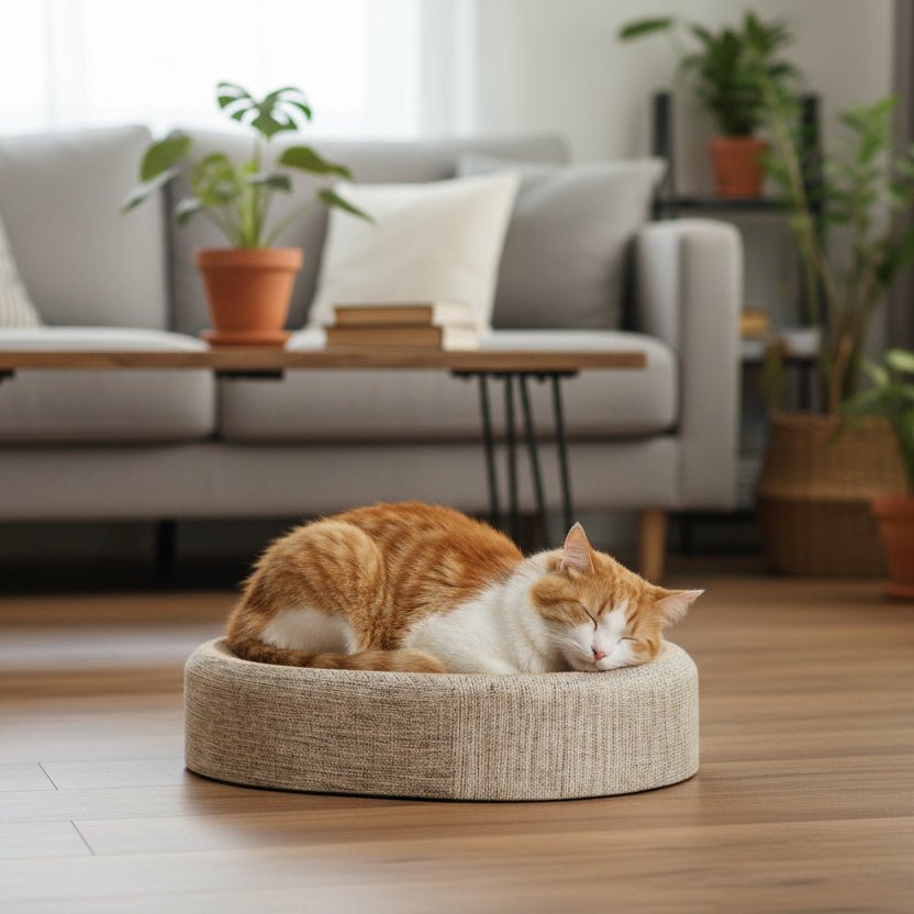 Thermabuild | Oval Sisal Cat Bed with Durable Scratch Surface and Soft Rest