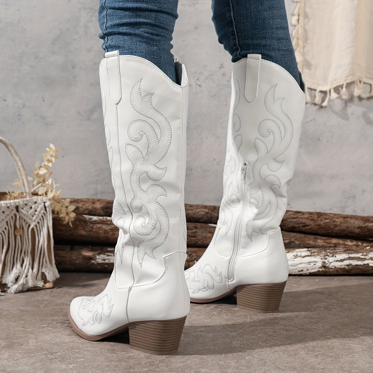 Thermabuild | Women's Knee-High Block Heel Cowboy Boots