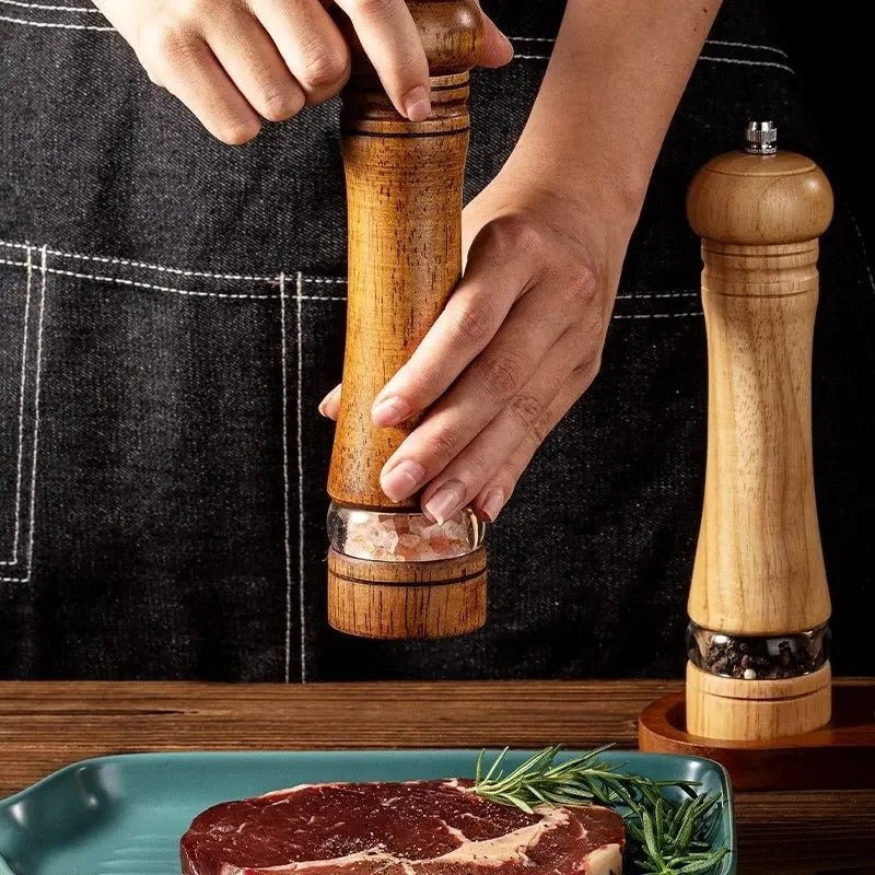 Thermabuild | Elegant Wooden Pepper and Salt Grinder with Adjustable Coarseness