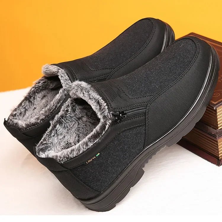 Thermabuild | Men’s Winter Leather Boots with Thermal Fur Interior and Slip-Resistant Base