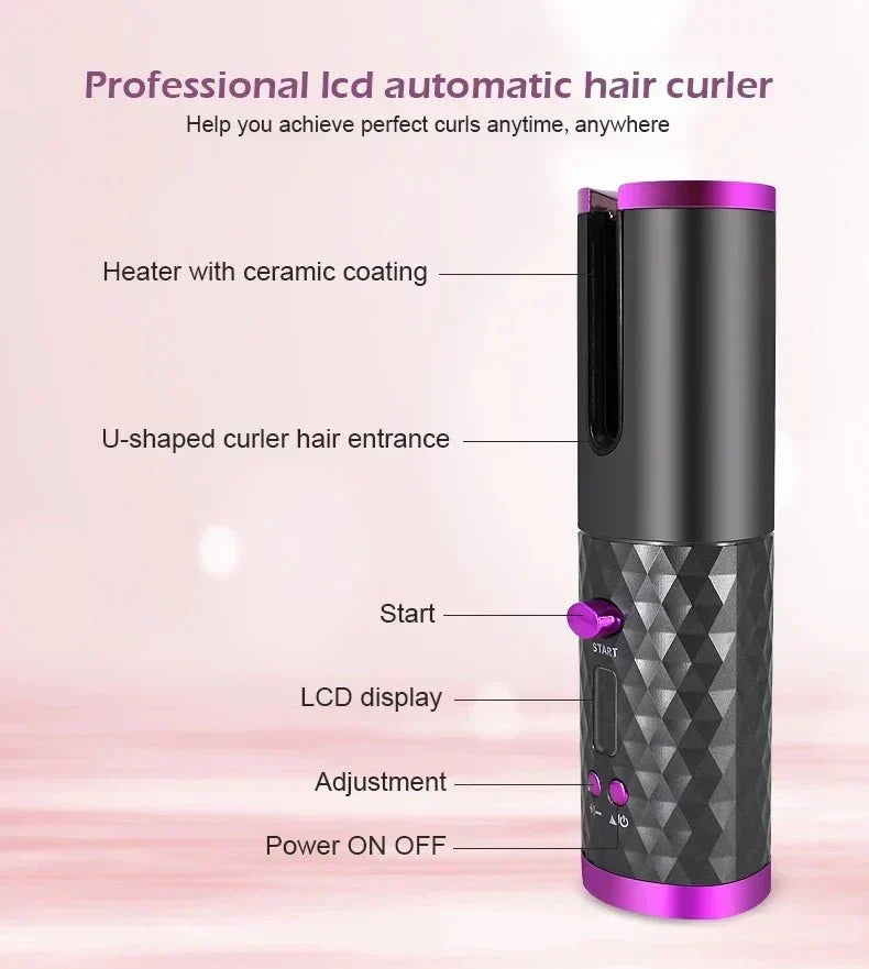 Thermabuild | Wireless Automatic Curling Iron for Effortless Curls Anywhere