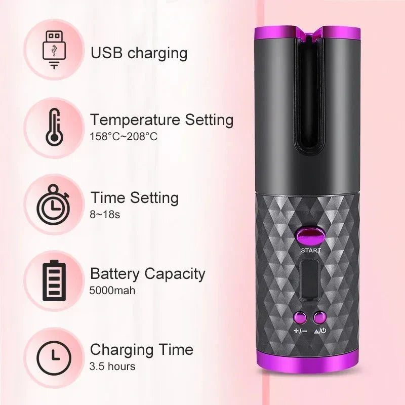 Thermabuild | Wireless Automatic Curling Iron for Effortless Curls Anywhere
