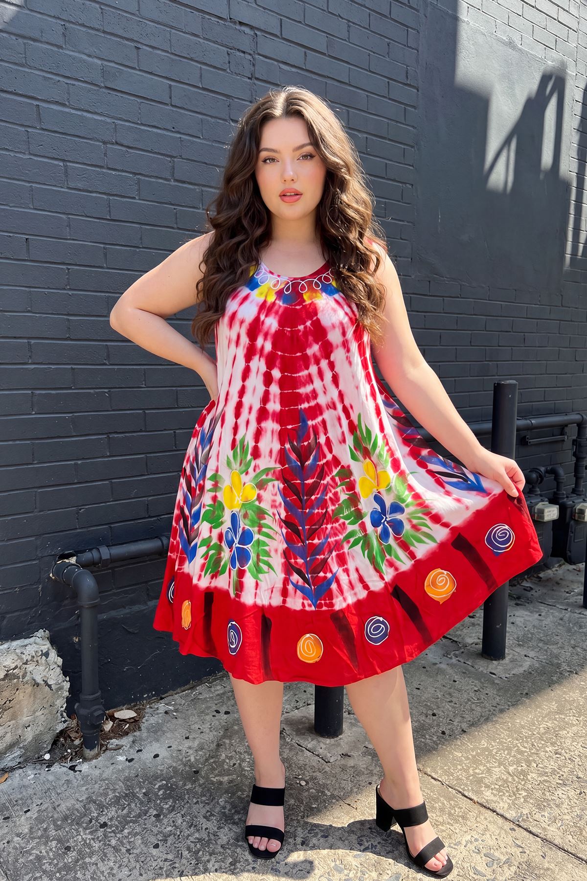 Thermabuild | Tie Dye Abstract Floral Print Flared Dress