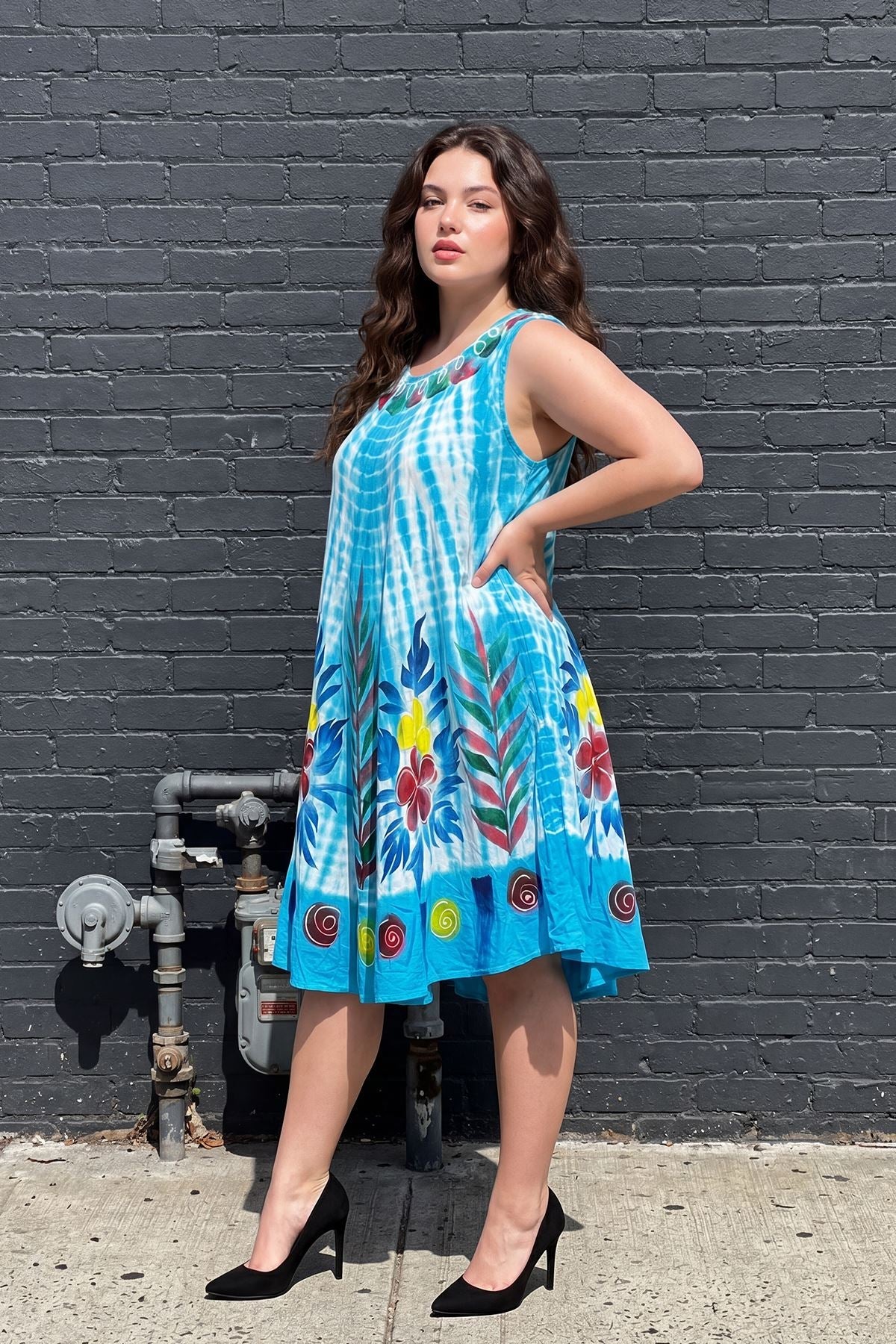 Thermabuild | Tie Dye Abstract Floral Print Flared Dress